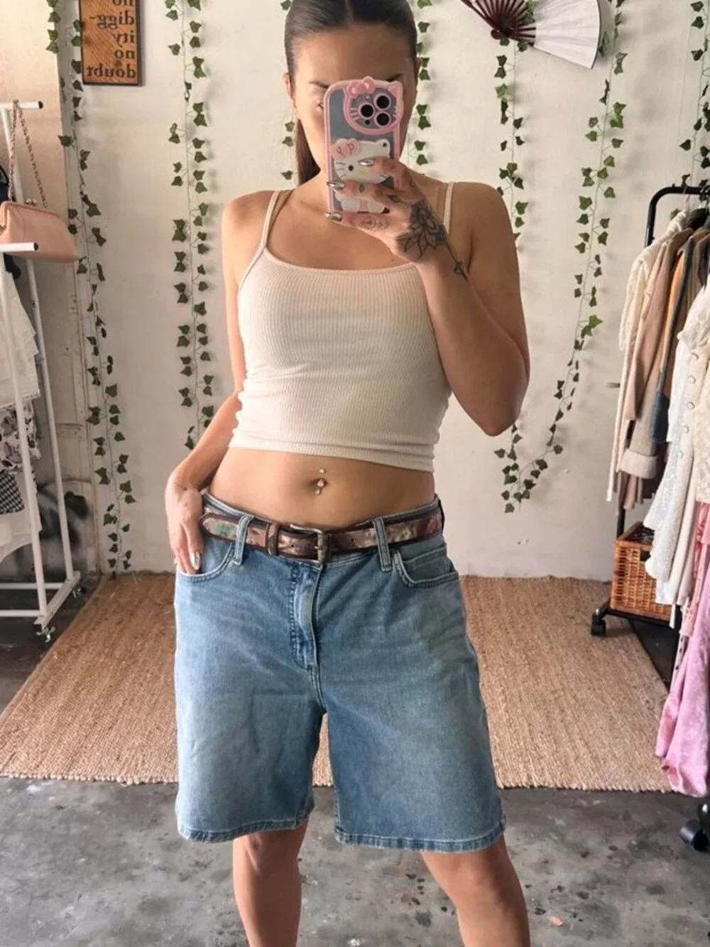Vintage Lee cotton stretch denim shorts that can also be worn as baggy jorts